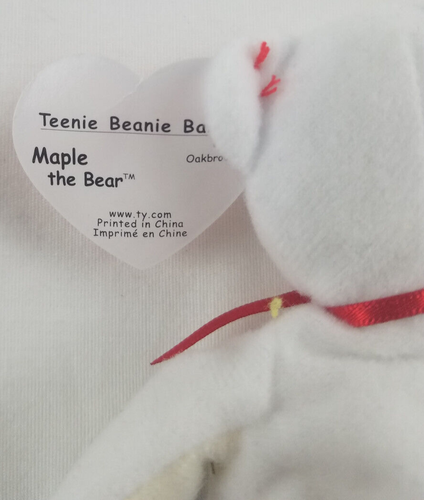 McDonalds TY Teenie Beanie Baby Maple The Canadian Bear With Swing Tag 1993 - Picture 3 of 5