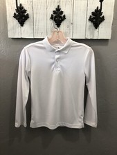 Chaps Boy  s M 10/12 School Uniform Polo Long Sleeve Shirt White