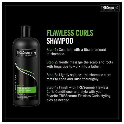 Champú para cabello Tresemme Flawless Curl Vitamina B1 Rizo Hidratación 28 oz Paquete de 3 - Imagen 6 de 10