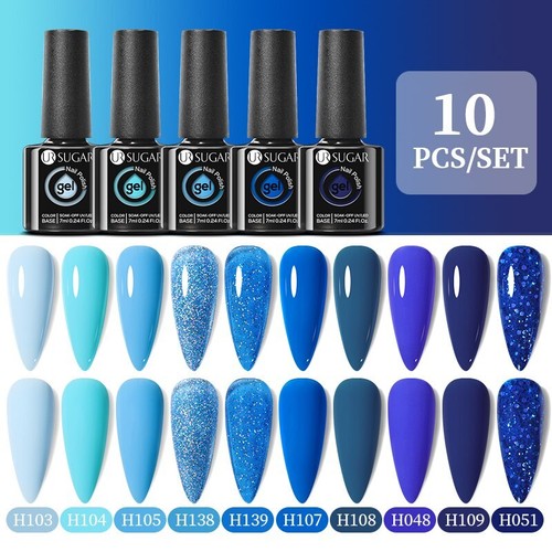 10Pcs/set Gel Nail Polish Set Semi Permanent UV Led Gel Off Nail Base Top Coat - Picture 10 of 17