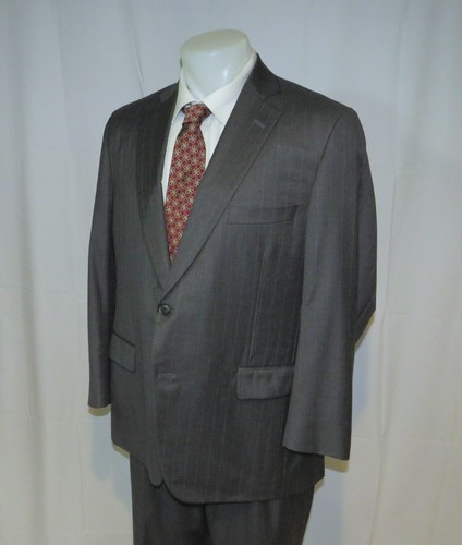 Paul Stuart Stuart III Charcoal Striped Super 150 Recent Two Button Suit 44R - Picture 8 of 15