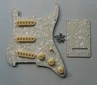 ST Pickguard Back Plate Aged Pearl with Cream Pickup Covers Knobs Tip for Strat