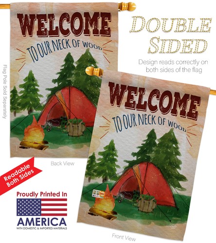 Welcome to our Neck of Wood Camping-Nature Outdoor Garden Yard Banner House Flag - Picture 2 of 8