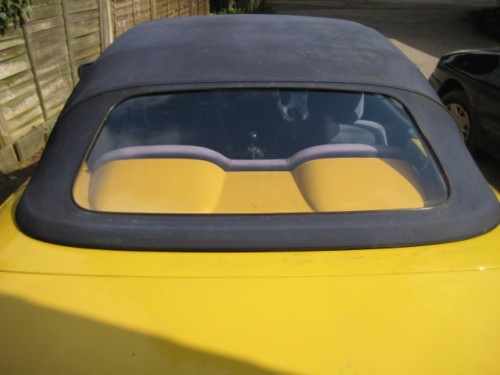 Renault Megane hood rear window screen replacement.