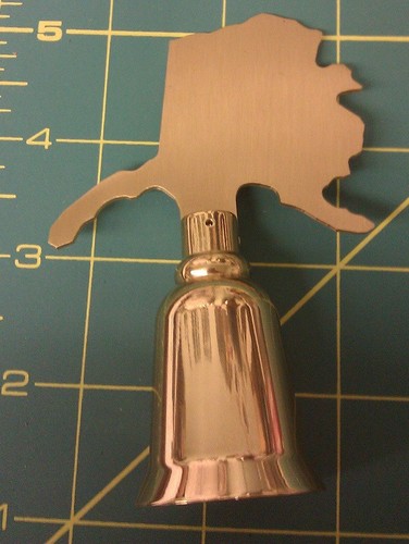 North Pole Alaska Bell solid Brass with Alaska Shaped Top handle New in package - Picture 5 of 6