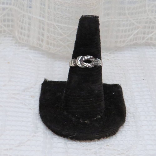 Vintage Sterling Silver 925 Ring Sz 7 3/4 UnisexTwisted Rope Knot Top Rope Look - Picture 3 of 8