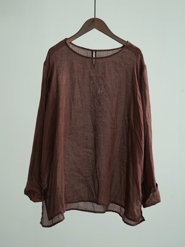 Womens Round Neck Pullover Ramie Mid Long Shirt Loose Top Retro Long Sleeve New - Bild 19 von 21