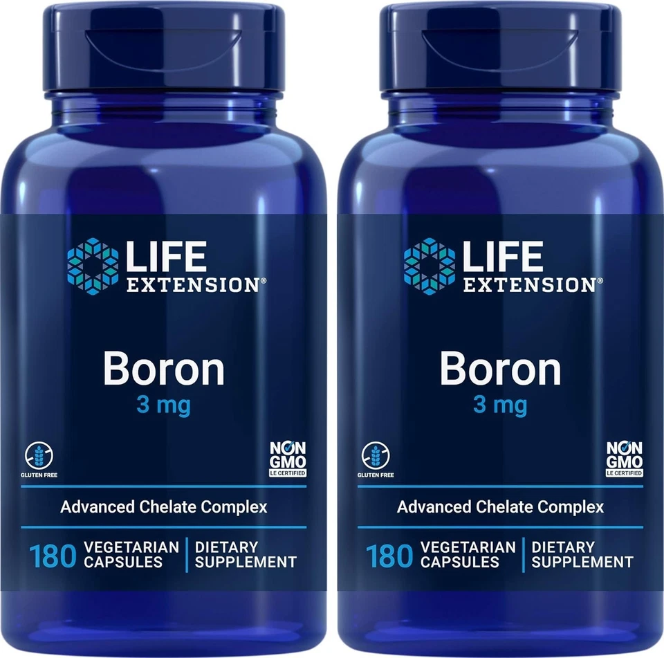 LifeExtension Boro 3 mg - Paquete doble de 180 cápsulas vegetarianas para una salud óptima Foto 3 de 4
