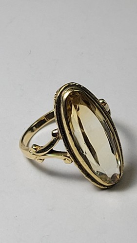 Vintage 14k Yellow Gold Large Oval Citrine Ring Size 9.5 - Picture 5 of 7