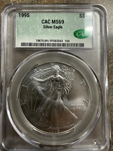 1995 $1 American Silver Eagle Dollar CAC MS 69