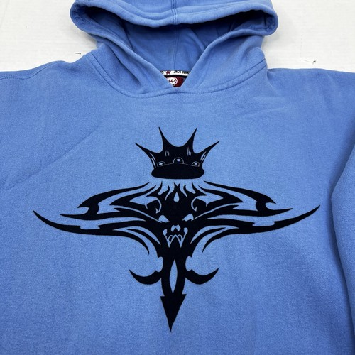 Vintage 90s Y2K JNCO Jeans Hoodie Sweatshirt Crown Logo Skater Blue Size Large - Picture 4 of 11