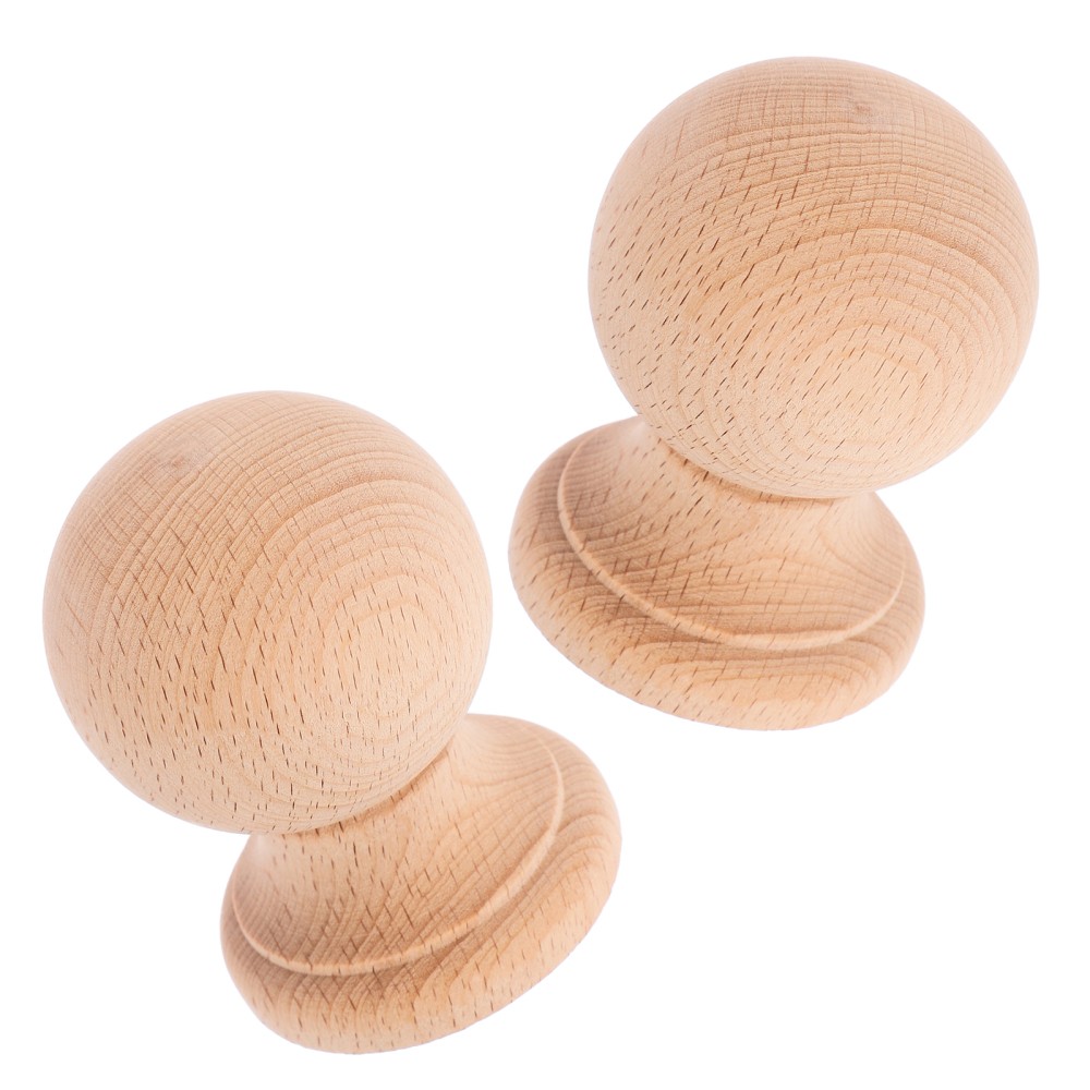 2pcs Bed Post Finials: 6 cm Ball Finial Tops Wooden Fence Topper Caps - Curtain