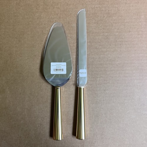 Disney x Lenox Wedding Cake Knife Server Set Stainless Steel Bridal Dessert Gold - Picture 7 of 9