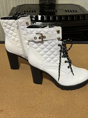 vintage GUESS boots 8 Faux Leather White /black NIB See Photos! - Picture 6 of 16