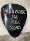 Metal Guitar Pick Wall Art When Words Fail Music Speaks 12” X 10”
