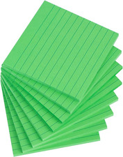 Lined  4X4 Inches, Big Green Ruled Self-Stick Pads, Easy to Post for Home, Offic
