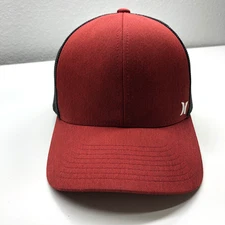 Hurley Yupoong FlexFit Baseball Cap Red Black Mens Sz S/M Stretch Mesh