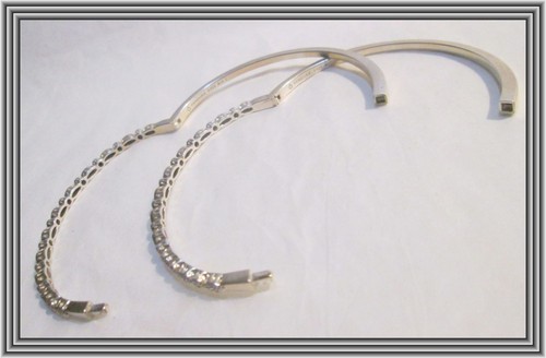 PANDORA 1990s Sterling - PAIR - JEWELED & HINGED BANGLE BRACELETS - ALE 925 NR - Bild 5 von 6