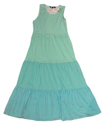 Women's Lands End Green Checkered Dress Size Large Multi-Color Green NWT