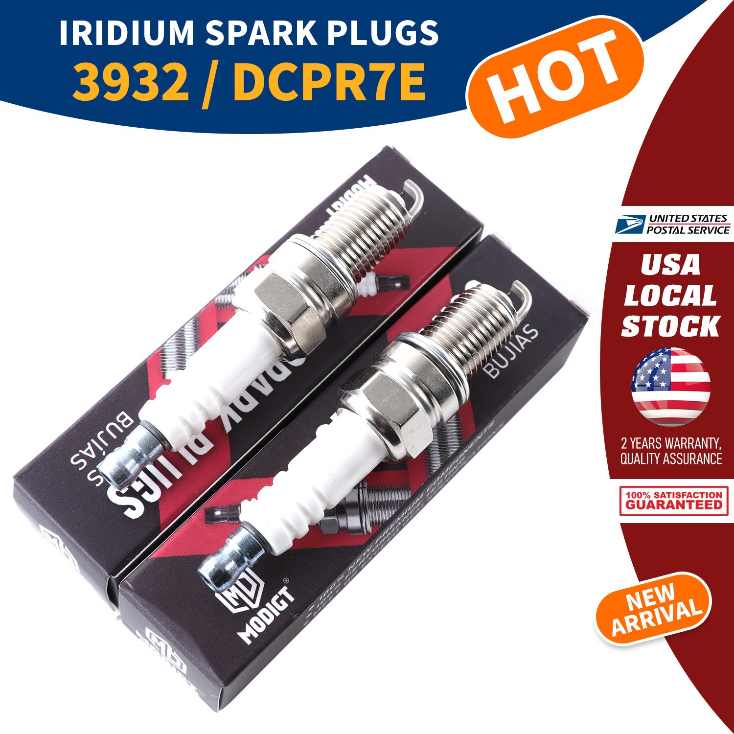 OEM Quality NEW 2Pcs Spark Plugs FOR NGK RA6HC/RA8HC/DR8ES Iridium 3932/DCPR7E