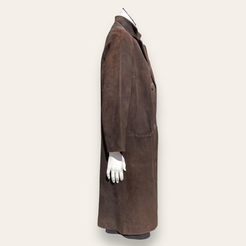 Vtg Slouchy Chocolate Brown Suede Over Coat Medium Lined - Bild 4 von 11