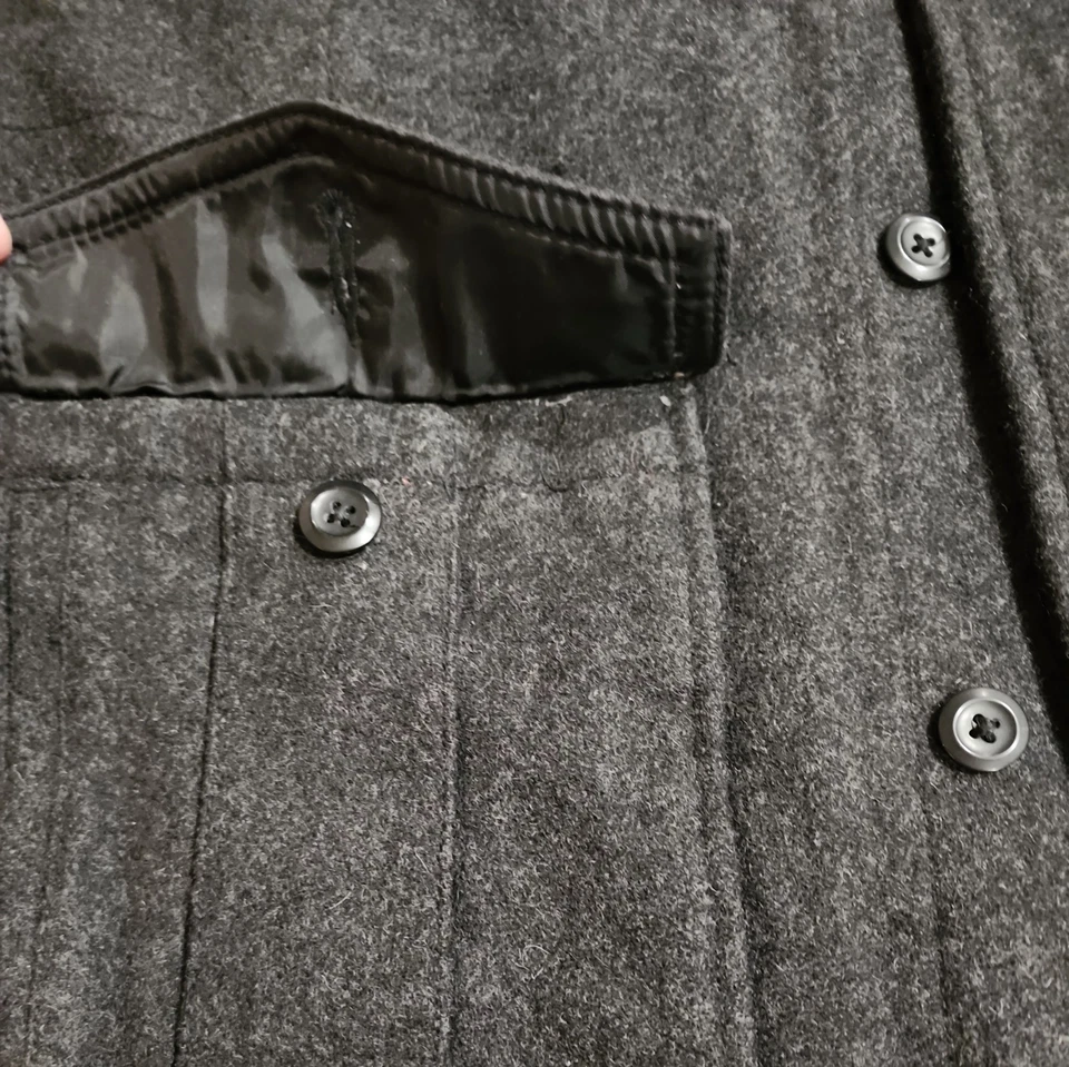 Old Navy Mens Pea Coat Sz M Black Wool Single Breasted Wool Overcoat - Image 4 of 4