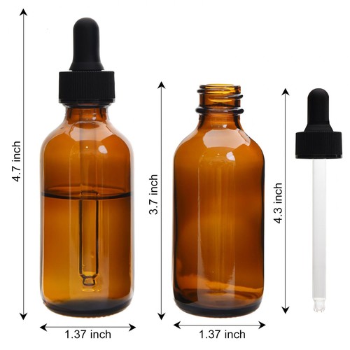 40 Pack 2oz Amber Glass Dropper Bottles with Glass Droppers and Black Caps - Picture 7 of 7