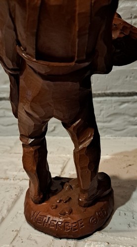 Vtg 1993 Hand-Carved Wooden Fisherman & Fish Wetherbee Red Mill Handcrafted USA - Picture 15 of 20