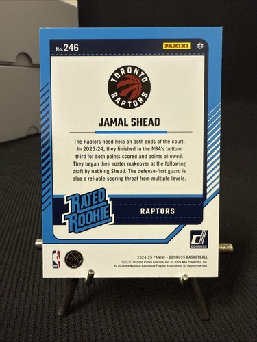 2024-25 Donruss Basketball Rated Rookie #246 Jamal Shead, Toronto Raptors - Picture 2 of 2