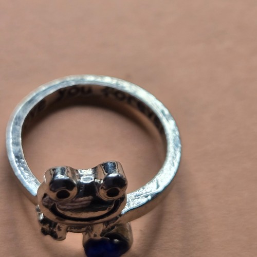 Love You Forever Adjustable blue Gemstone Animal Frog Cute Ring - Picture 5 of 6