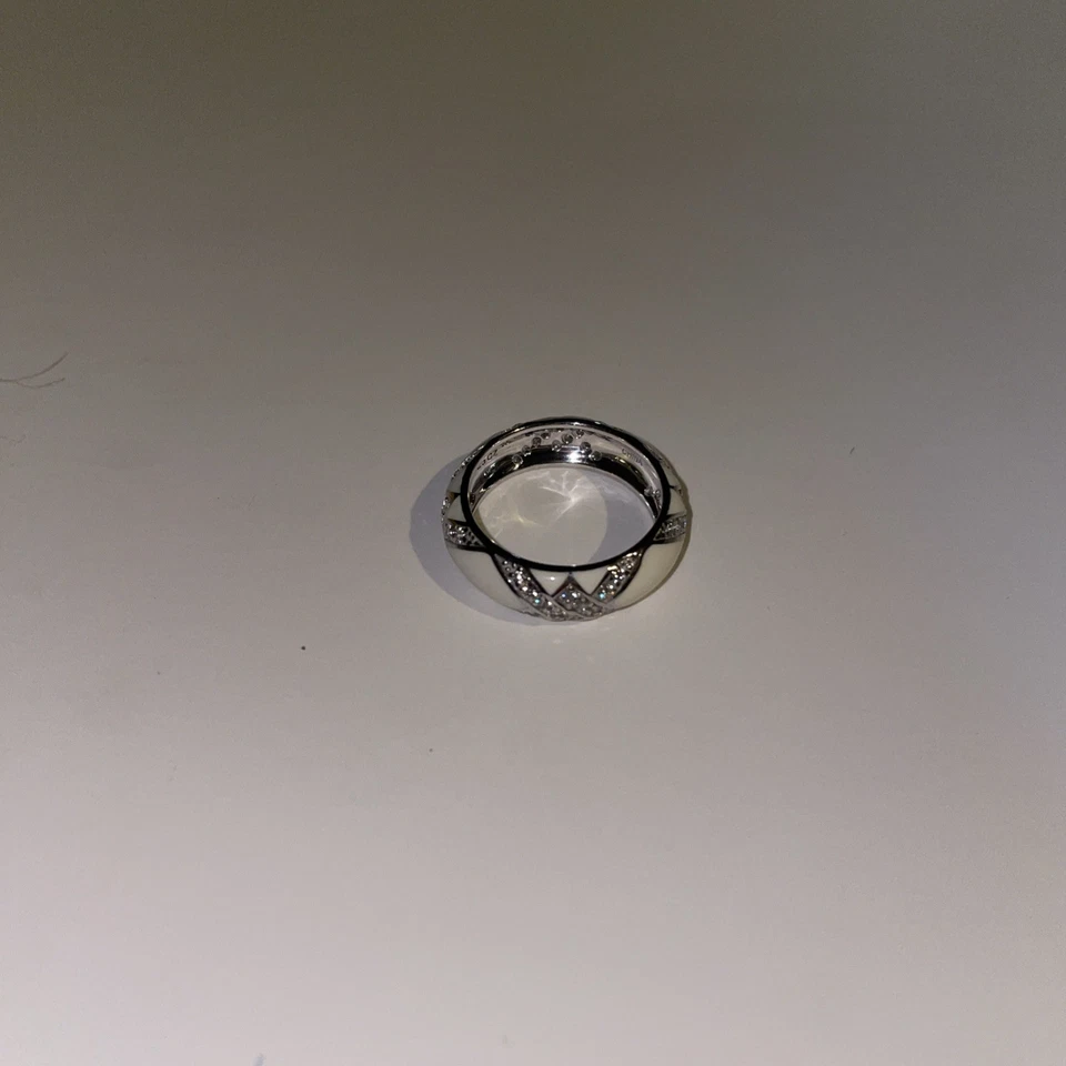 Anillo Hidalgo Diamonique Esmalte Esterlina Diamante Patrón Foto 4 de 4