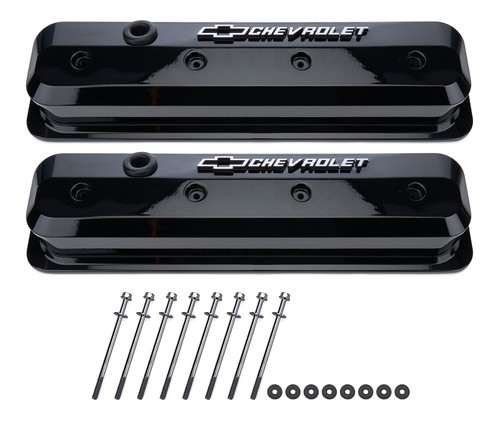 Proform 141-847, Pair of Fits SBC Valve Covers Slant Edge Liquid Black Performan - Picture 2 of 10