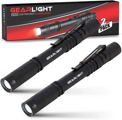SIGHTPRO Gearlight S100 LED Pocket Pen Light [2-Pack] - Compact Flashlights #00002