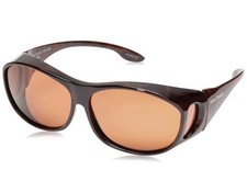 New Women's Foster Grant Brown Solar Shield Polarized Fits Over Sunglasses