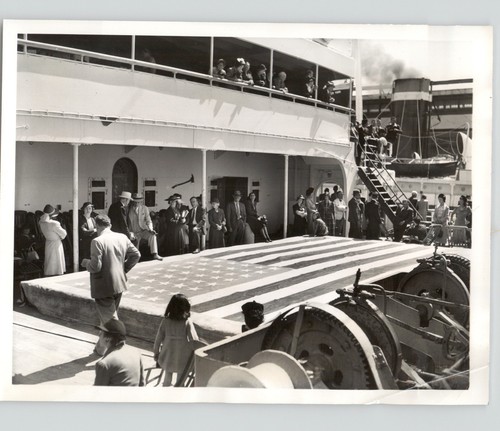 US FLAGGE gemalt auf SS ROOSEVELT auf Reise nach WWII Europa 1939 Pressefoto