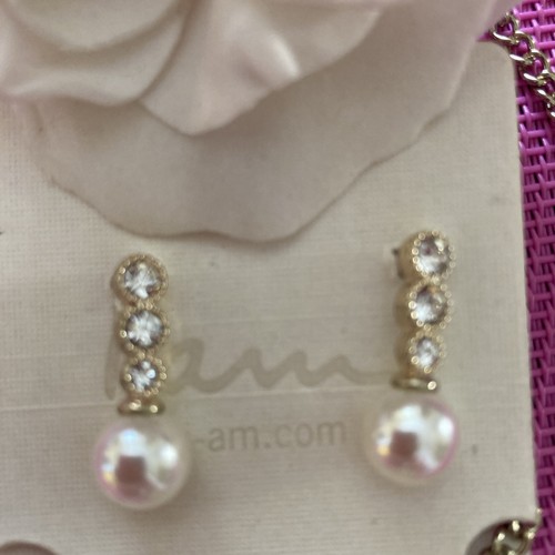 Kette Ohrringe SET Perlen Strass❤️ Kugel Goldfarben NEU OVP - Bild 2 von 5