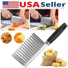 Stainless Steel Crinkle Cutter Potato Wavy Slicer French Fry Knife Kitchen Tools
