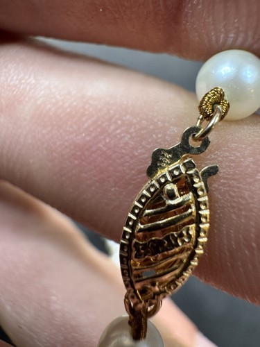 19.9g Vintage 14k Yellow Gold Pearl Beaded Necklace 18” Jewelry lot Q - Foto 4 di 9