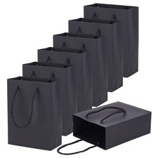 10pc Thickened Kraft Paper Bags Black Paper Gift Bags Shopping Bags with Handles