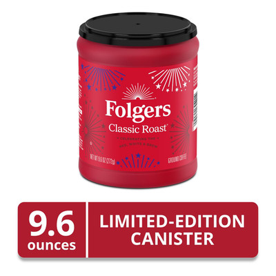 Folgers Classic Roast Ground Coffee, Medium Roast, 9.6 oz Canister New....