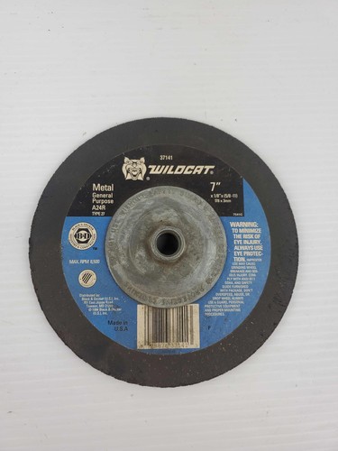 Wildcat A24R Metal General Purpose Grinding Wheel 7" x 1/8" x (5/8-11) Type 27 - Picture 1 of 4