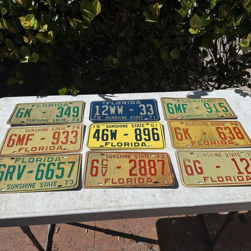 Vintage MINT! 1961 & 1970-74 Florida License Plates. - Picture 1 of 9