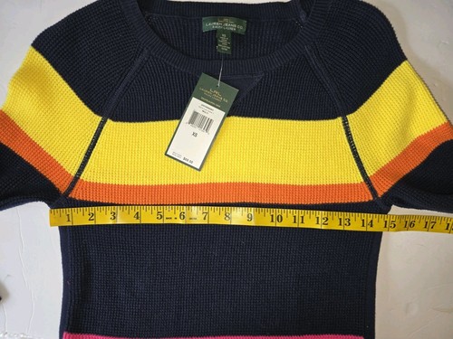 NWT Lauren Jeans Co Color Block Waffle Knit Sweater XS Long Sleeves -Side Ties - Picture 5 of 7