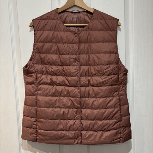 Uniqlo Ultra Light Down Ladies Pink Pack-Away Gilet Weste Bodywarmer UK14 Large