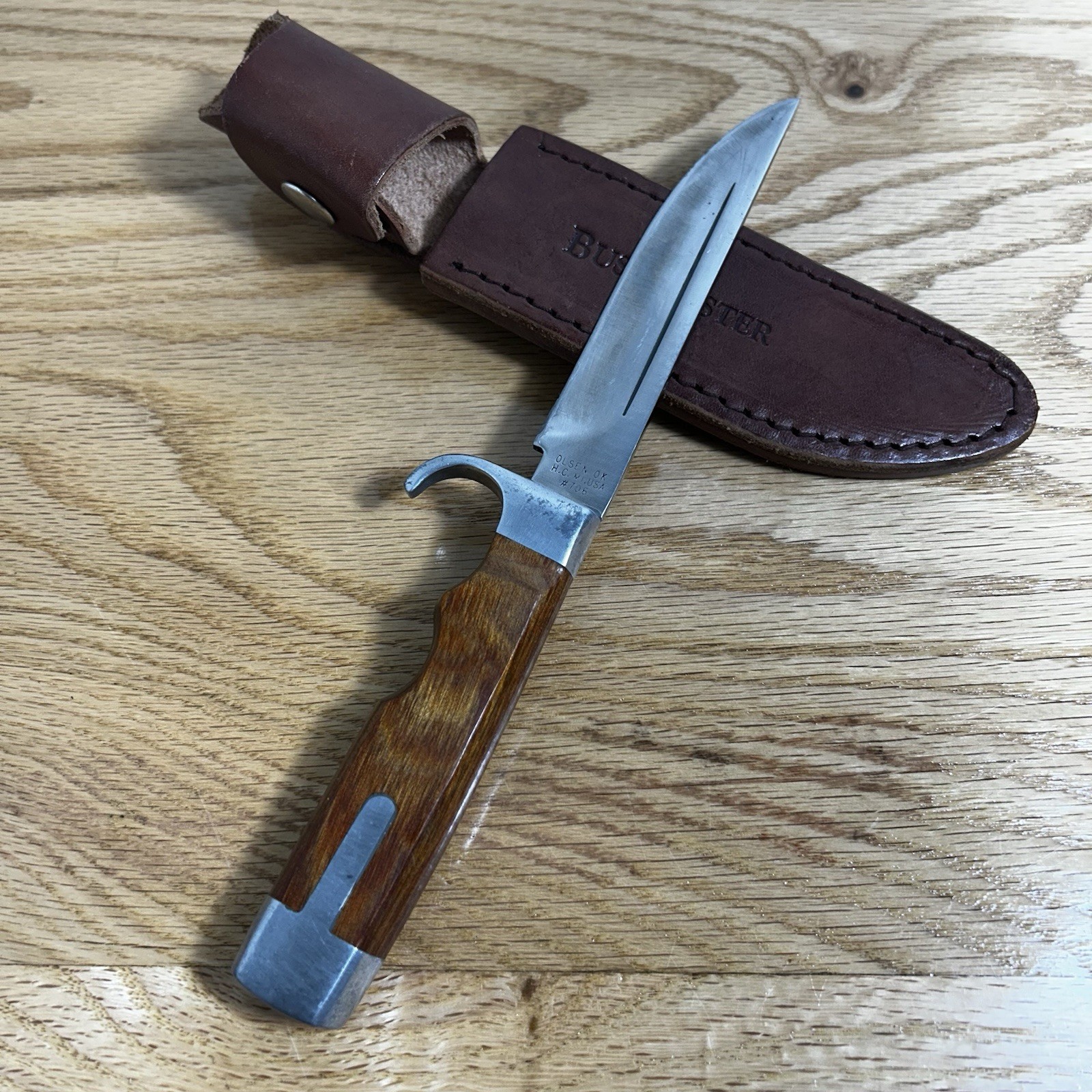 Vintage Olsen OK #706 Fixed Blade Hunting Knife w/ Sheath – Howard City, MI USA