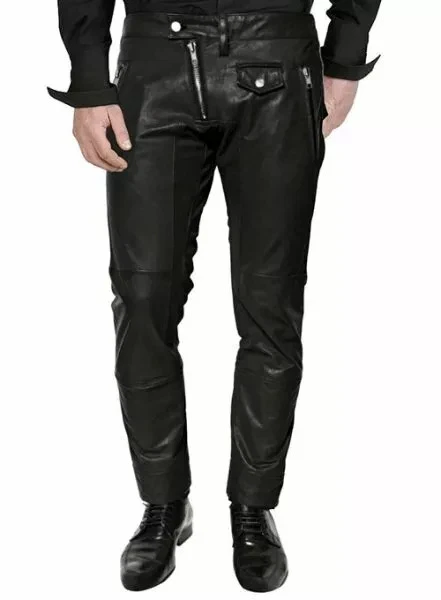 Men's Pant Leather Genuine Lambskin Leather Black Super Stylish Bikers