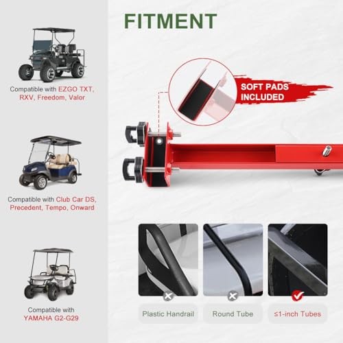 Universal Golf Cart Bag Holder Bracket, Adjustable No-Drilling Golf Cart Red - Picture 6 of 8