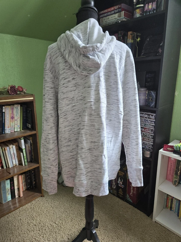 Sudadera con capucha Tek Gear blanca estampada con cremallera y ribete negro XXL Foto 3 de 4