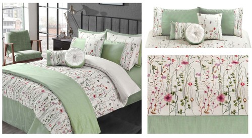 Luxury Embroidery Duvet Set Easy Care Quilt Cover Bedding Sets With Pillowcases - Picture 10 of 20