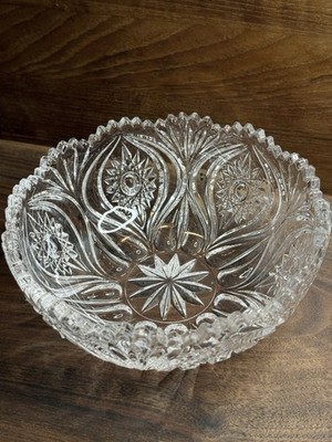 Vintage Nachtmann Bleik Crystal Bowl 24% Lead Sawtooth Rim Made in Germany